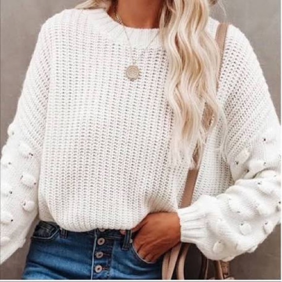 Moon and Madison Cropped Long Sleeve Sweater Ivory L - Picture 1 of 6